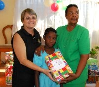Founder of the Yolanda Thervil Foundation with founder of UCT on the Make Jesus Smile shoebox project